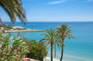 View over the coast of Tarragona, Costa Dorada, Spain.