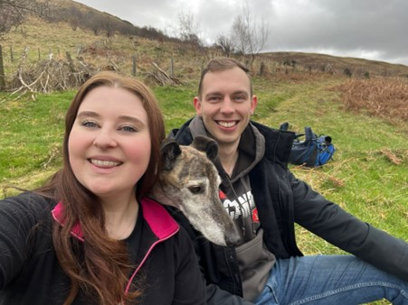 Daniel, partner and dog in the Lake District