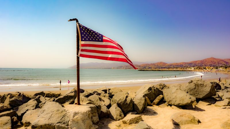 USA Flag on the beach